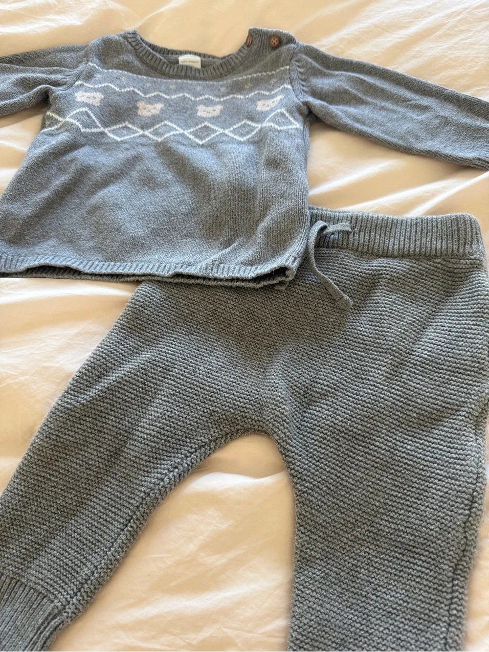 Carter’s Grey Bear Sweater Sweatpants Set 100% Cotton